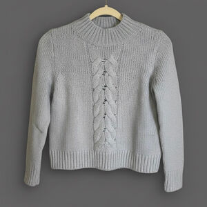 Madewell Alpaca Wool Cable Knit Mock Neck Sweater Gray Women’s Small